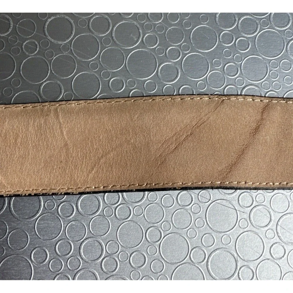 Vintage Brighton Black Croc Embossed Leather Belt S Faux Pearl Buckle 23503